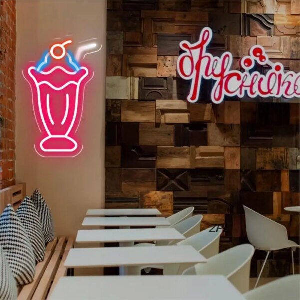 18728-0aabf3.jpg néon crème glacée Milkshake, décoration murale