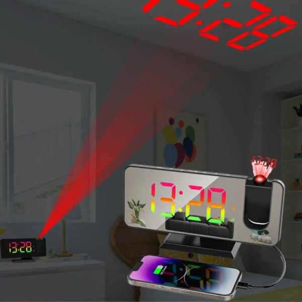 18905-15e201.jpg reveil veilleuse LED rotatif à 180 °, Projection numérique