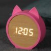 19094-038f56.jpg reveil veilleuse d'alarme électronique en bois, LED, pour enfant, chat mignon