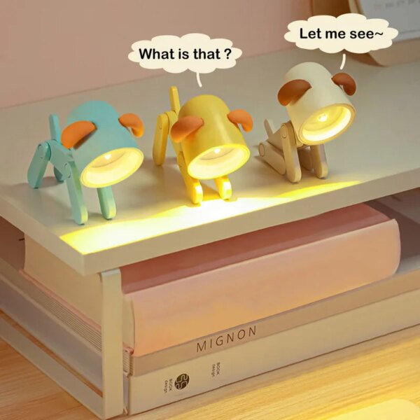 Veilleuses LED pliantes en forme d'animal de compagnie, lampes de bureau mignonnes en forme de chien