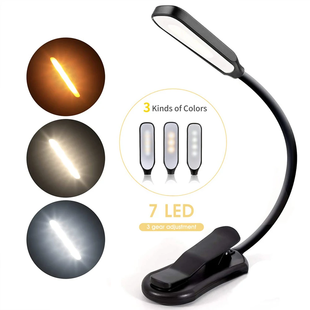 lampe de bureau — lampe de lecture Mini lampe de lecture Rechargeable à 7 LED