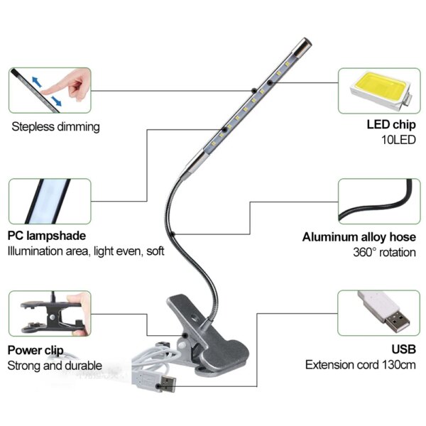 19368-a9bf1e.jpg Lampe de Table à LED 8W avec pince pliable