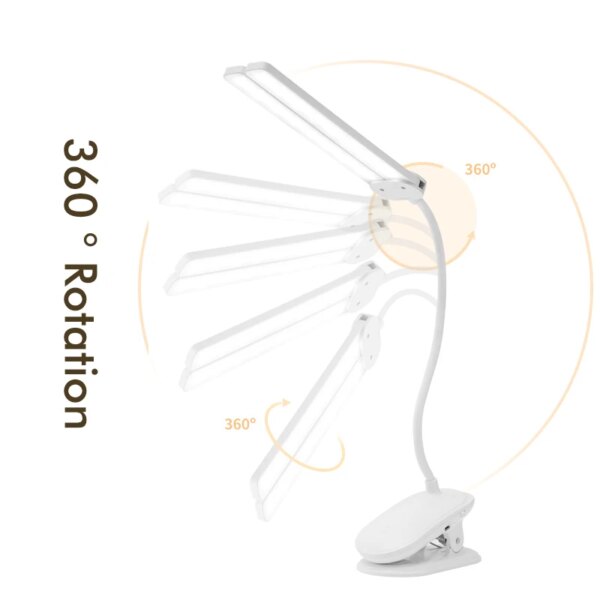 19390-e176c6.jpg lampe de lecture Led à pince Double tête Flexible à col de cygne
