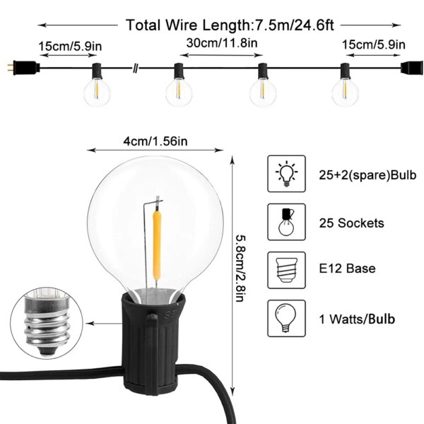 19444-94274b.jpg Guirlande lumineuse d'extérieur, G40, luminaire décoratif de rue