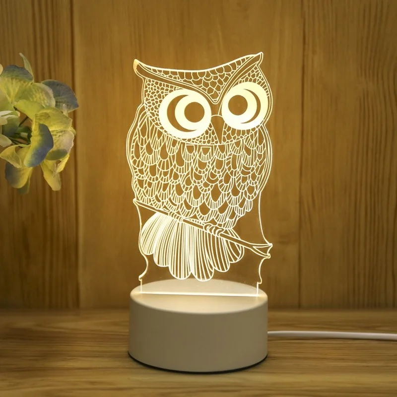 veilleuse Led Usb 3D en forme de hibou pour enfants