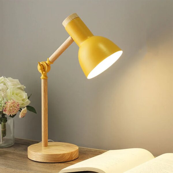 Lampe de bureau en bois E27, style nordique, pour Protection des yeux, pour bureau