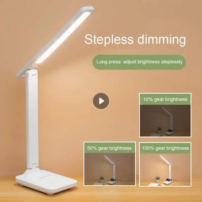 lampe de bureau Led pliable tactile, 3 couleurs, intensité réglable