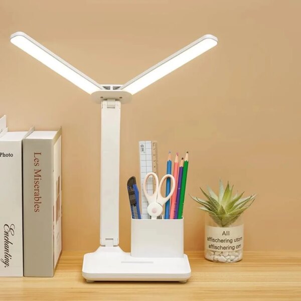 Lampe de bureau LED pliable, USB, réglable, tactile