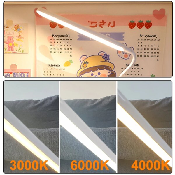 Lampe de bureau tactile à col de cygne, pliable, intensité variable