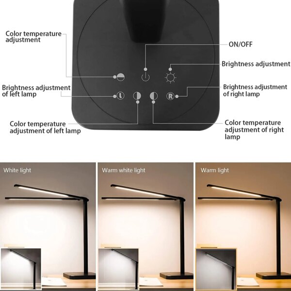 lampe de bureau à Led, double bras pivotant