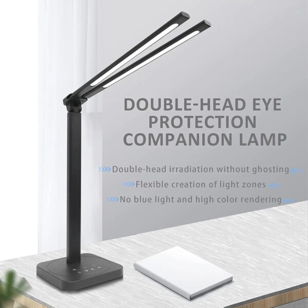 lampe de bureau à Led, double bras pivotant