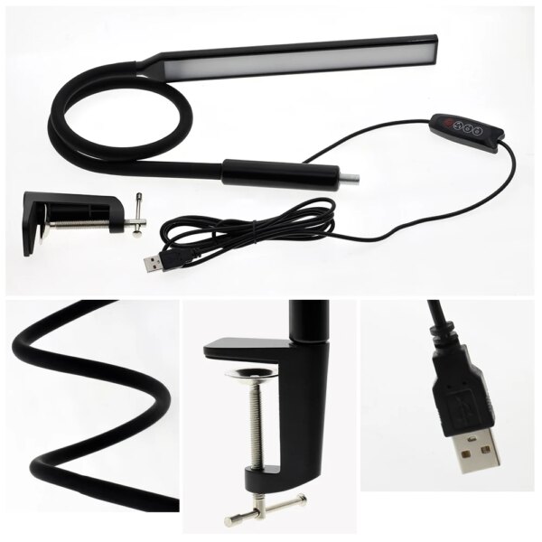 20061-0e4a49.jpg Lampe de Table à bras Long pince lampe de bureau de bureau 64 pièces LED lumière