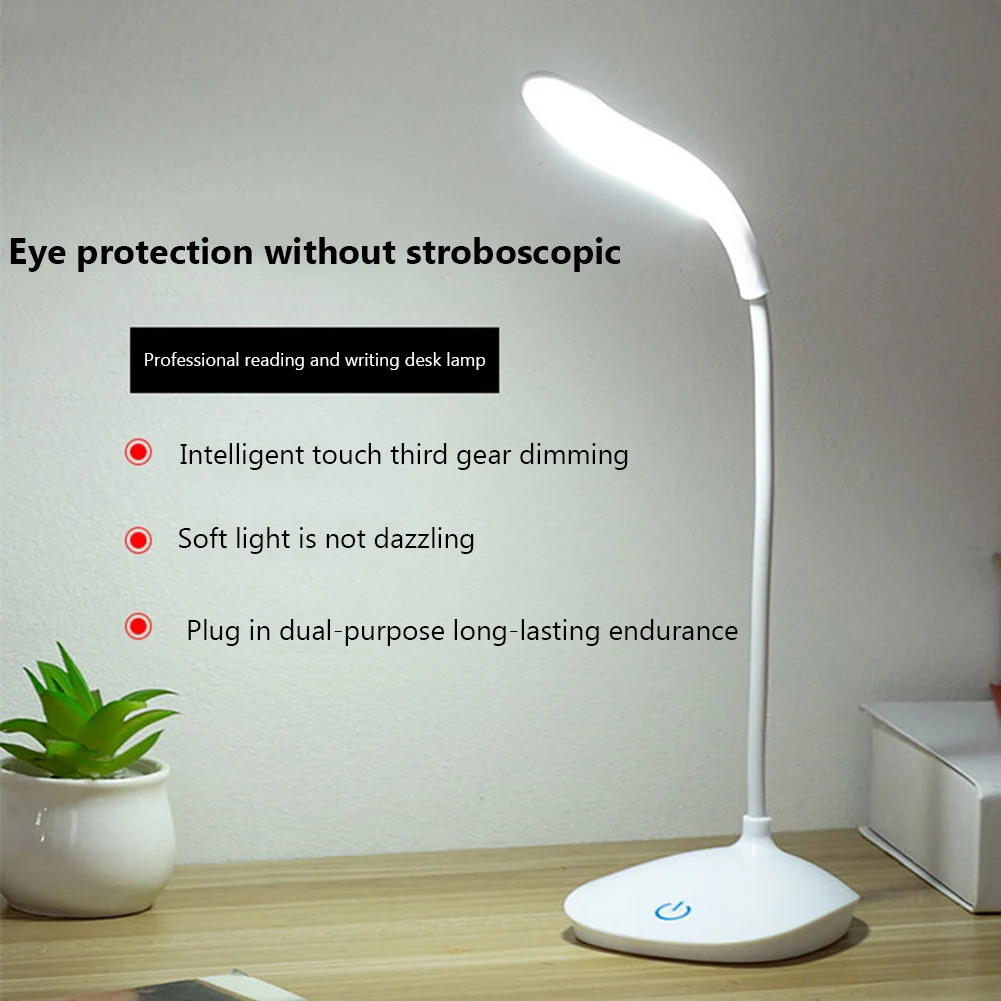 Lampe de bureau LED pliable avec port USB, réglable au toucher