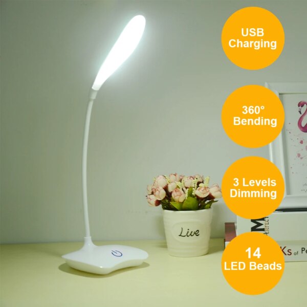 Lampe de bureau lumineuse à LED avec batterie Rechargeable
