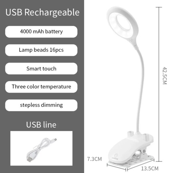 Lampe de Table Led pliable, rechargeable par USB