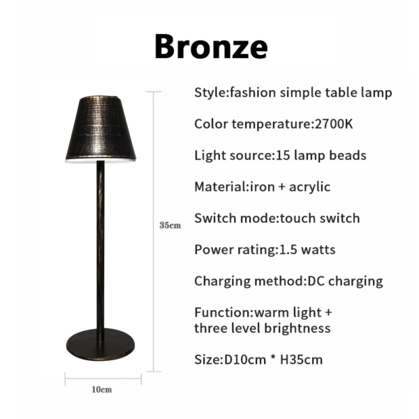 Lampe LED moderne sans fil avec batterie Rechargeable
