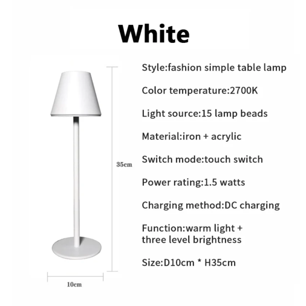 Lampe LED moderne sans fil avec batterie Rechargeable