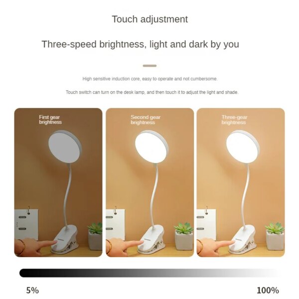 Lampe de bureau Flexible à lumière LED réglable, Rechargeable par USB