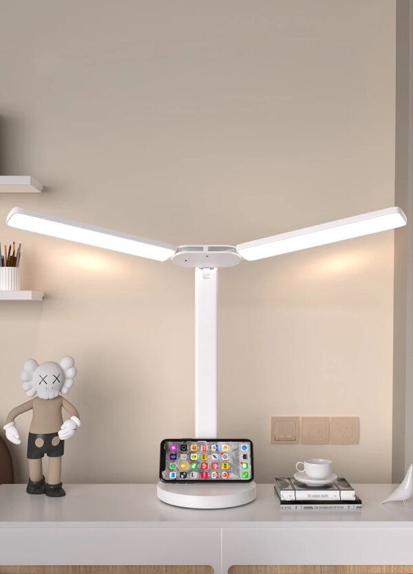 Lampe de bureau à Double tête LED, lampes de Table à Double bras oscillant