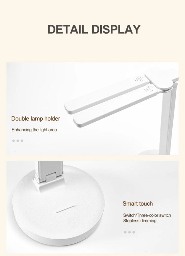 Lampe de bureau à Double tête LED, lampes de Table à Double bras oscillant