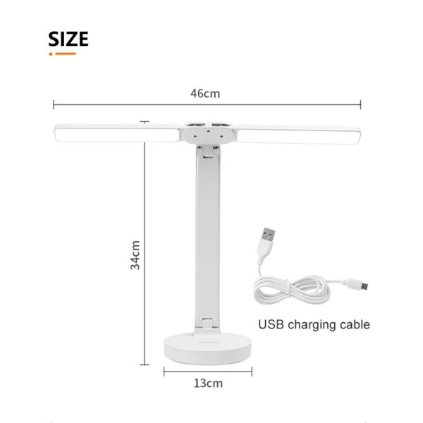 Lampe de bureau à Double tête LED, lampes de Table à Double bras oscillant