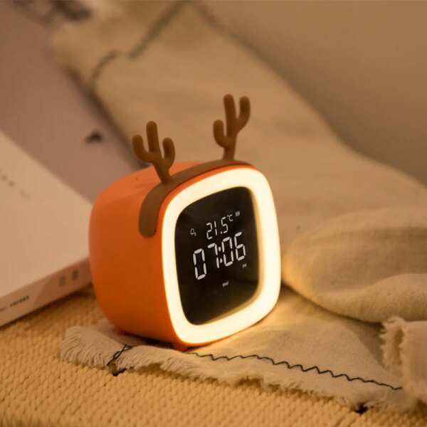 reveil veilleuse LED numérique avec batterie Rechargeable USB, veilleuse mignonne
