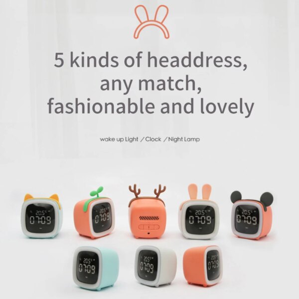 reveil veilleuse LED numérique avec batterie Rechargeable USB, veilleuse mignonne