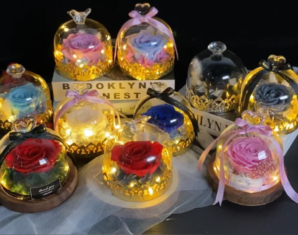 22122-de4081.png Veilleuse Rose éternelle en verre breton avec lumières