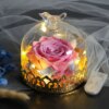 Veilleuse Rose éternelle en verre breton avec lumières