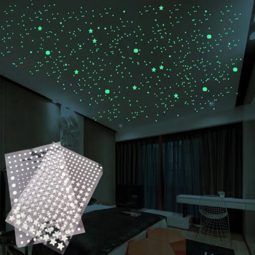 2219-f3a3b3.jpg veilleuse étoile — Autocollant mural étoiles et points lumineux 3D, adhésif Fluorescent pour chambre à coucher d'enfants