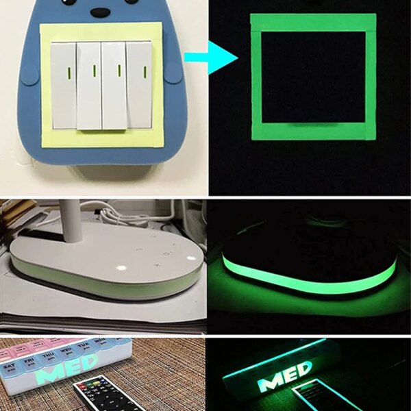 Ruban adhésif lumineux 5 mètres, Logo d'urgence phosphorescent dans l'obscurité