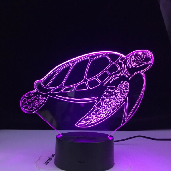 22967-72ae26.jpg Veilleuse tortue LED 3D en forme d'animaux, capteur tactile, 7 pièces