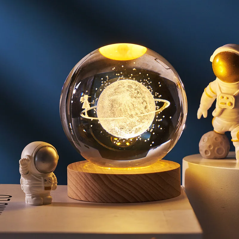Globe du système solaire Galaxy K9, boule de cristal gravée au Laser 3D