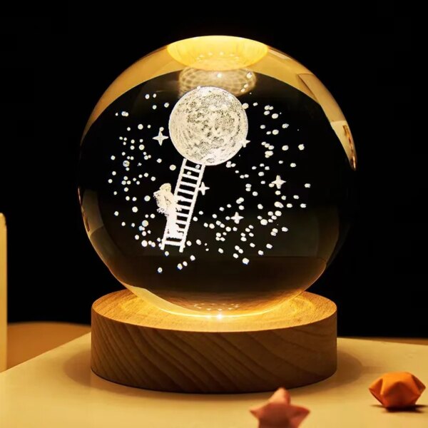 Globe du système solaire Galaxy K9, boule de cristal gravée au Laser 3D