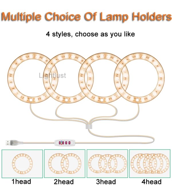 veilleuse LED de croissance à 4 têtes