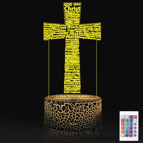 Lampe 3d LED USB pour chambre à coucher, thème de la saint Bible, jésus, croix chrétienne