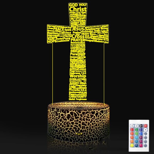 Lampe 3d LED USB pour chambre à coucher, thème de la saint Bible, jésus, croix chrétienne