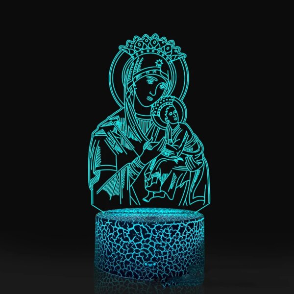 Lampe 3D LED USB, thème chrétien croix et Bible
