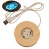 Veilleuse galaxie, boule de cristal sur socle en bois