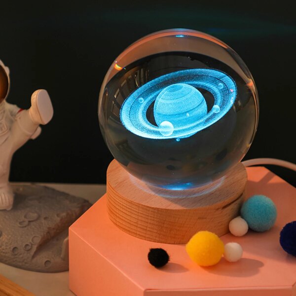 veilleuse galaxie Lumières en cristal d'astronomie, astronaute boule créative