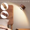 Applique murale LED rotative à 360 ° en bois avec port USB