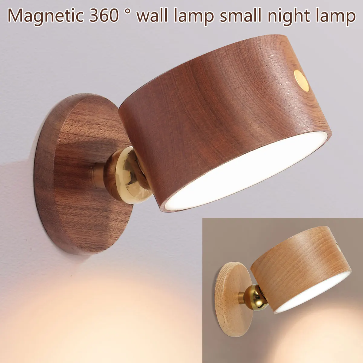 Applique murale veilleuse adulte — Applique murale LED rotative à 360 ° en bois avec port USB | belleveilleuse.fr