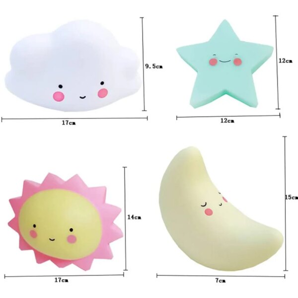 Lampe LED en forme de nuage et de lune, luminaire décoratif en plastique