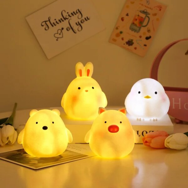 3547-2458d0.jpg Veilleuse Animal mignon LED en Silicone, cœur, canard, lapin, cochon