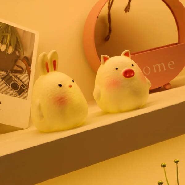 3547-fc2766.jpg Veilleuse Animal mignon LED en Silicone, cœur, canard, lapin, cochon