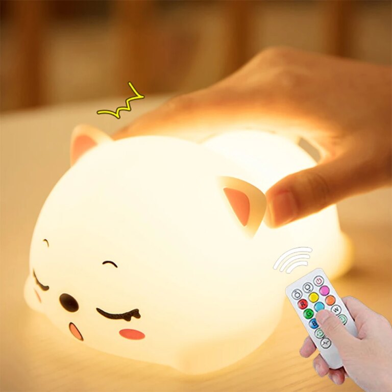 veilleuse bébé silicone — Lampe LED en Silicone colorée avec capteur tactile et télécommande