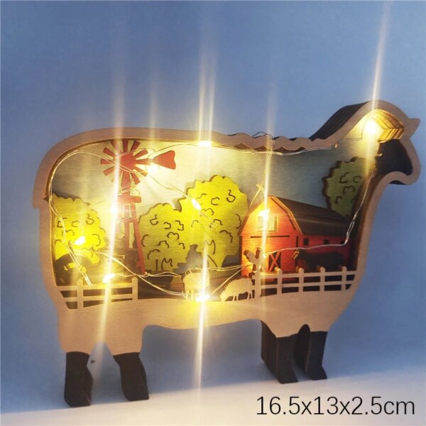 Applique murale LED en bois avec animaux, luminaire décoratif d'intérieur