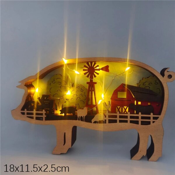 Applique murale LED en bois avec animaux, luminaire décoratif d'intérieur