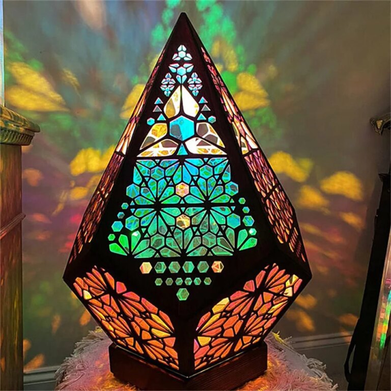 Lampe de sol en mosaïque colorée style bohème, projecteur d'ambiance