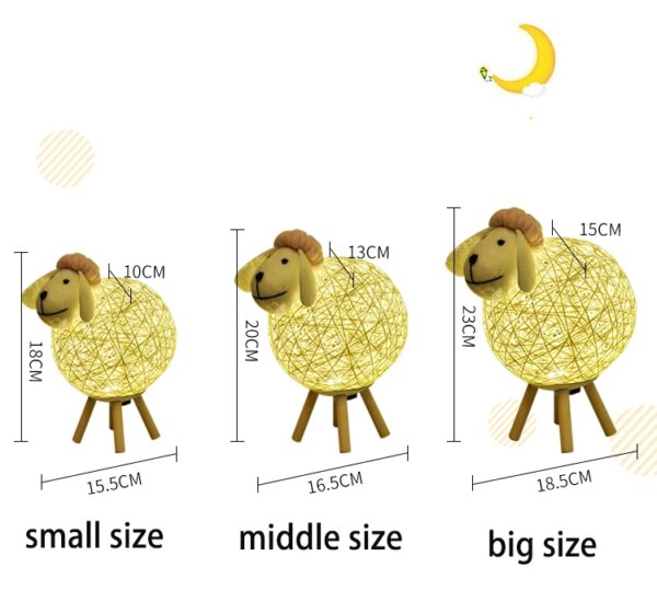 Veilleuse Mouton LED tissés à La Main Abat-Jour Lampe De Lune